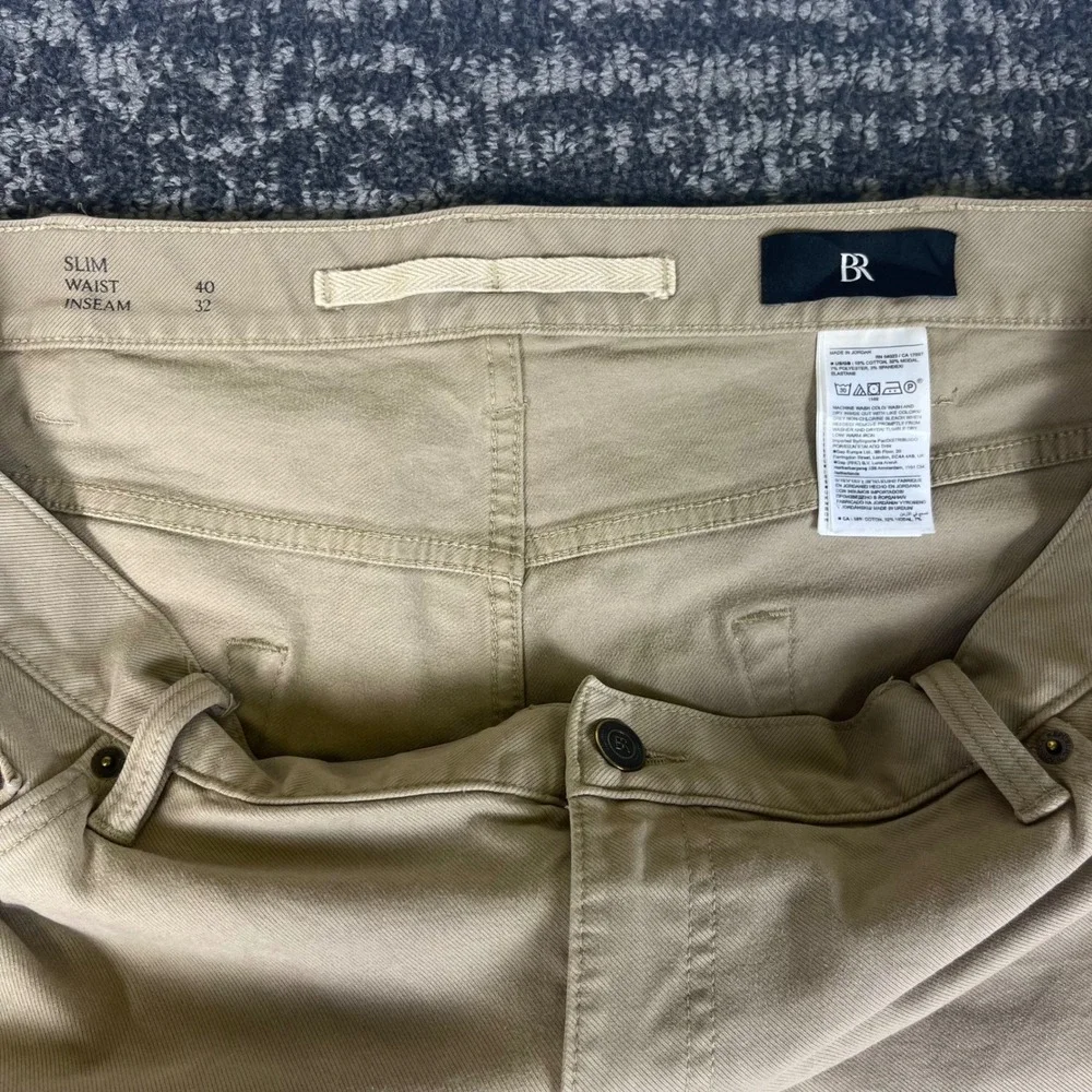Banana Republic Slim Twill Traveler Pants Mens 40x32 Khaki Tan Stretch